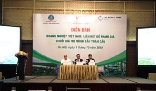 Diễn đàn "Doanh nghiệp Việt Nam: Liên kết để tham gia chuỗi giá trị nông sản toàn cầu". Ảnh: NNK
